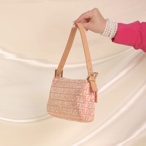 Additional Pics: Authentic Ultra-Rare Fendi Crystal Studded Zucchino Baguette - Picture 9 of 16